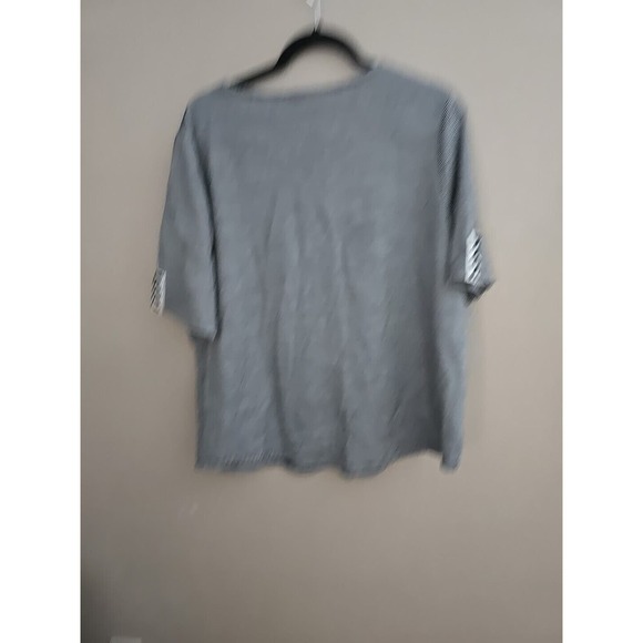 Chico's Striped Nautical Short Sleeve Casual Top Button Sleeves Womans Size 3/XL - Picture 5 of 5